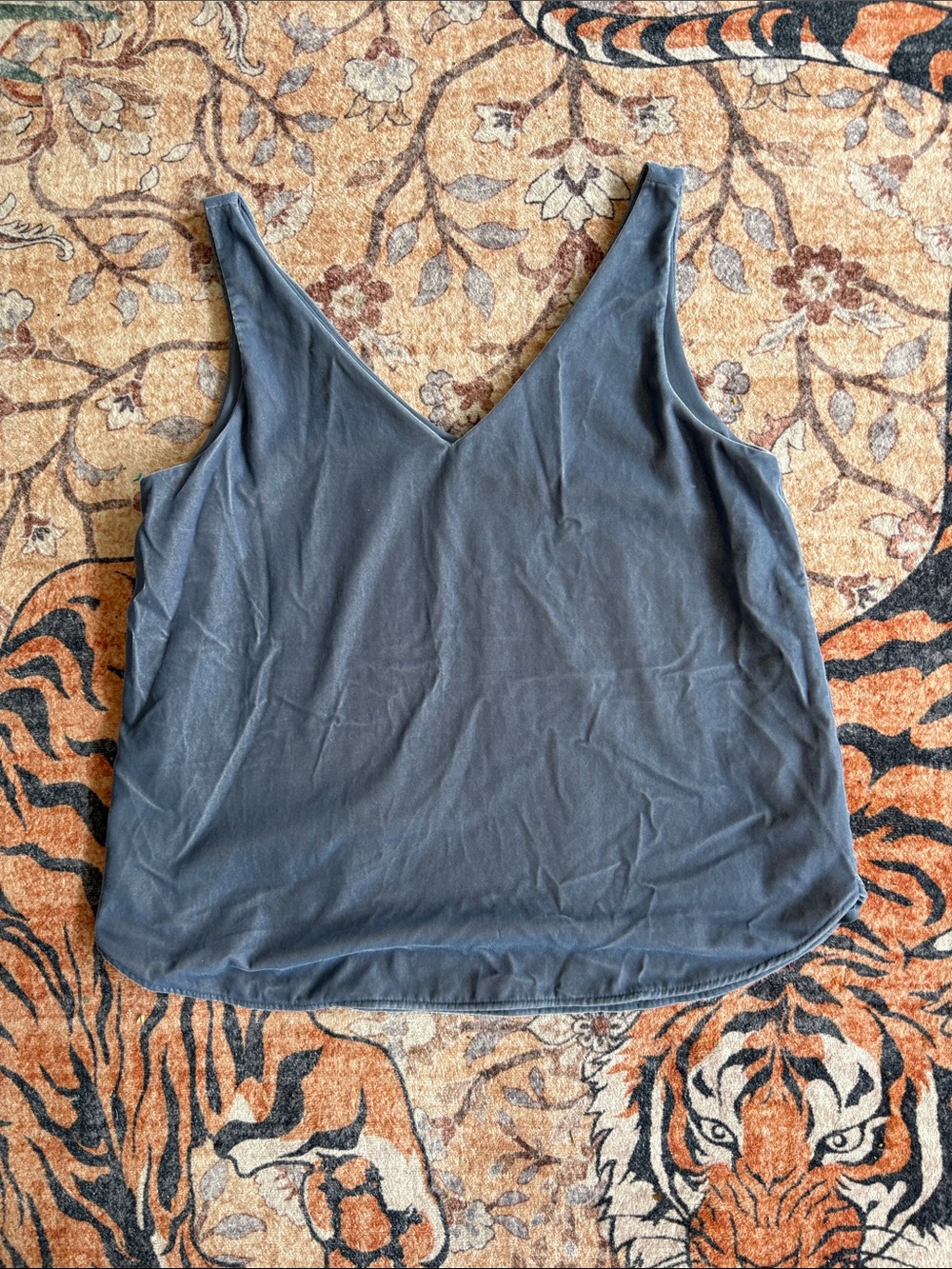 LOFT Charcoal V-Neck Sleeveless Tank Top